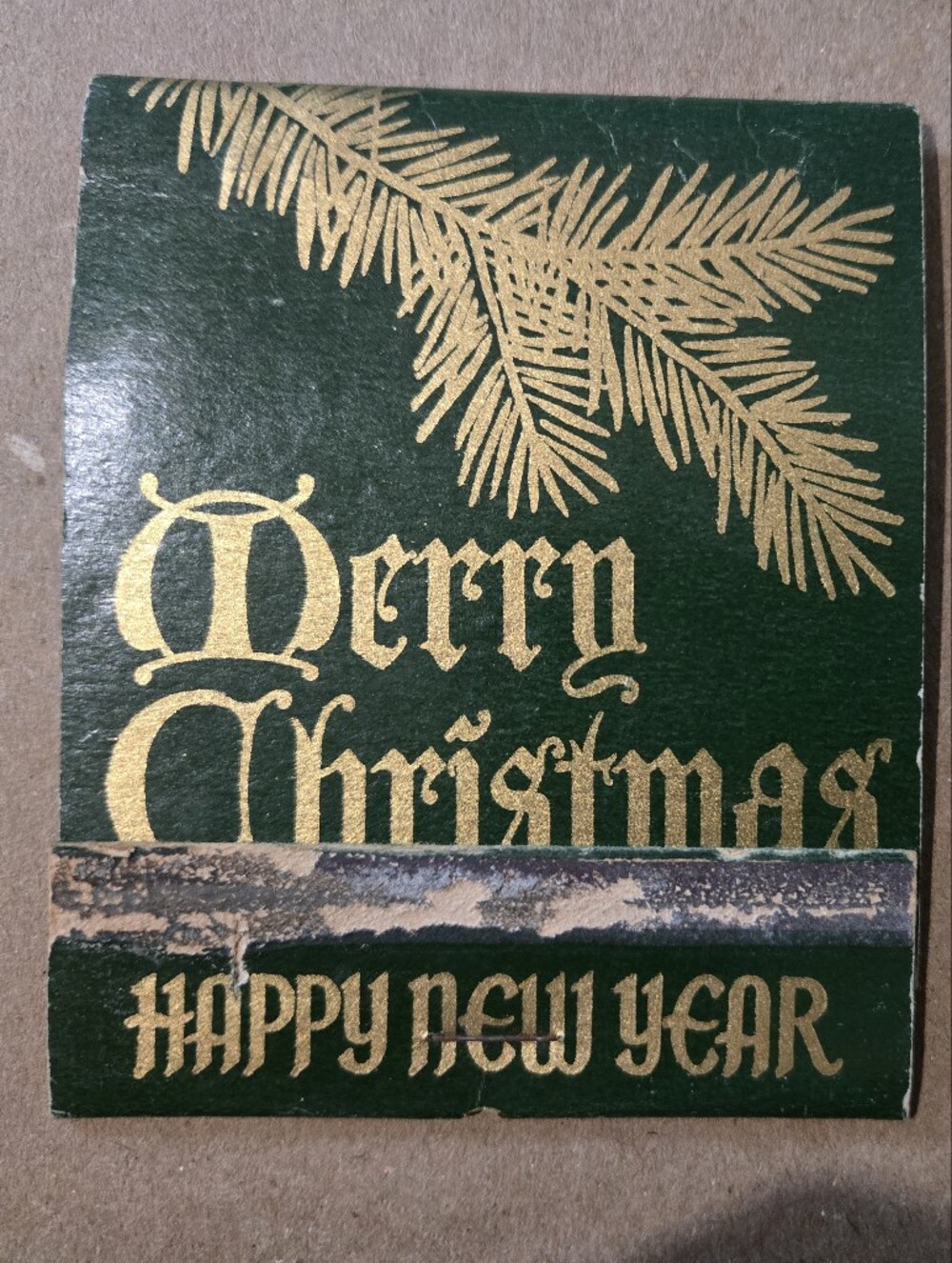 American Vintage Dark Green and Gold Holiday Card